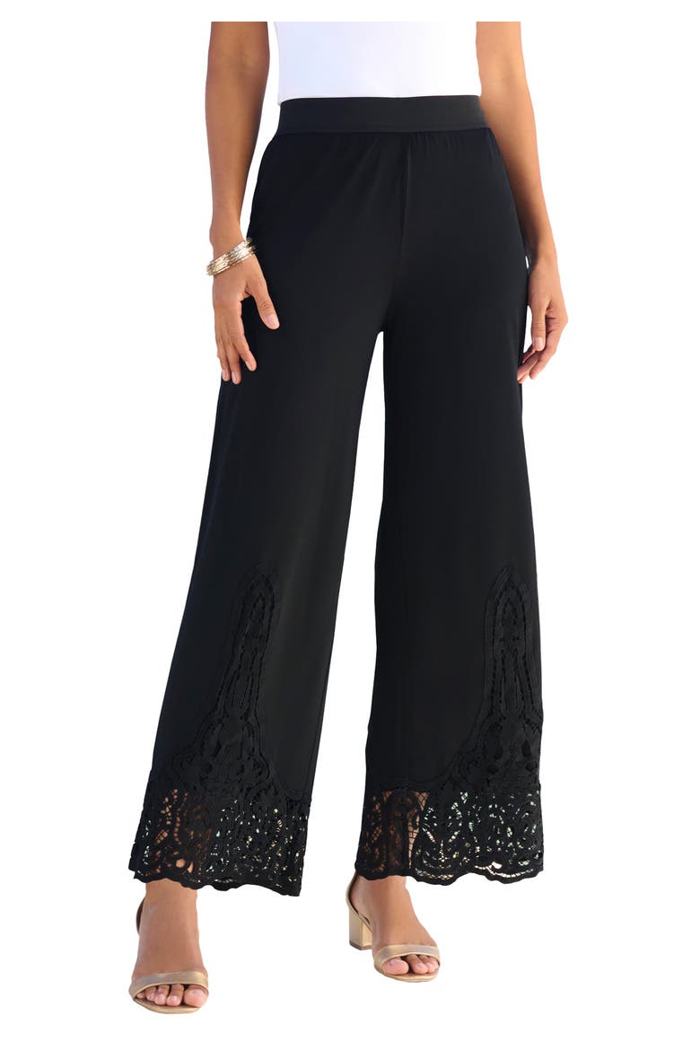 Wide Leg Ultrasmooth® Fabric Lace Pant, Main, color, BLACK