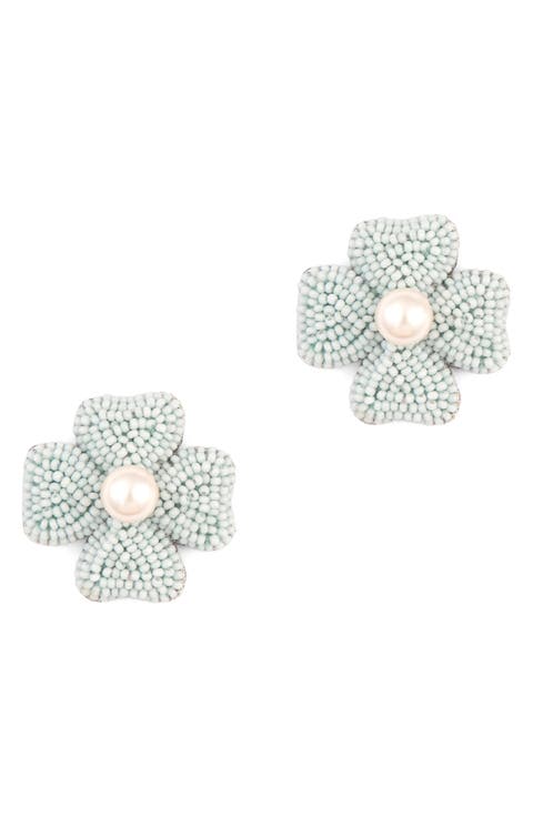 Liora Beaded Flower Drop Earrings