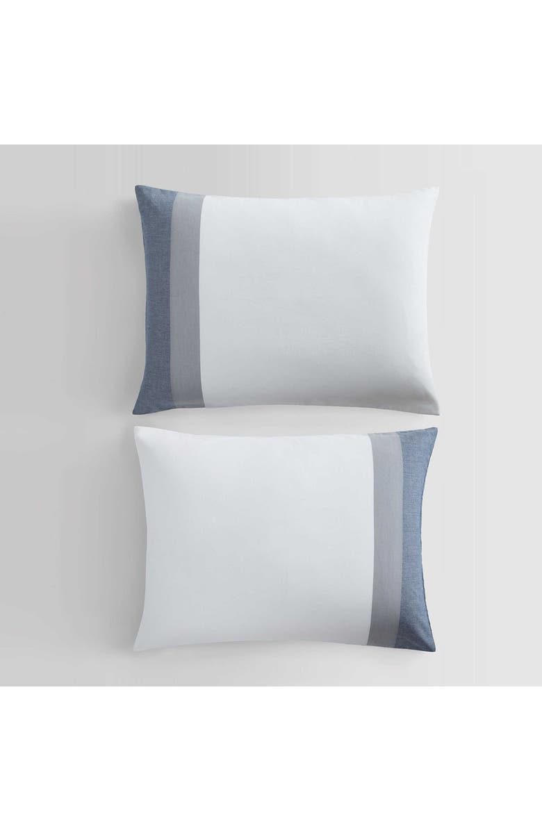 Calvin Klein Chambray Handkerchief Duvet Cover & Shams Set, Alternate, color, Light / Medium Blue