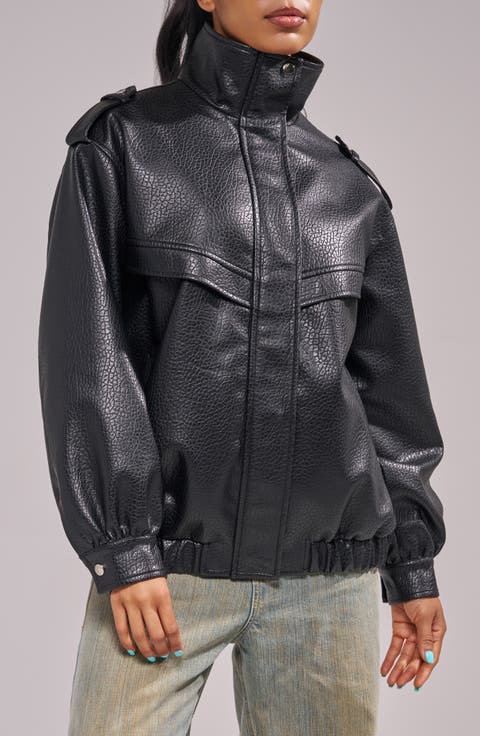 Verlander Faux Leather Bomber Jacket