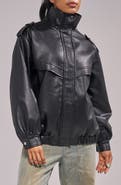 AZALEA WANG Verlander Faux Leather Bomber Jacket