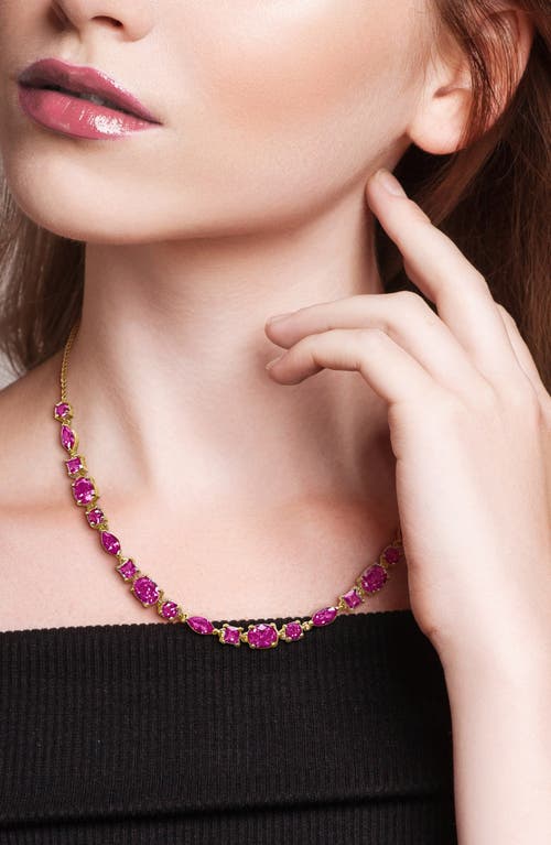 Delmar Lab Created Pink Sapphire Necklace In Pink