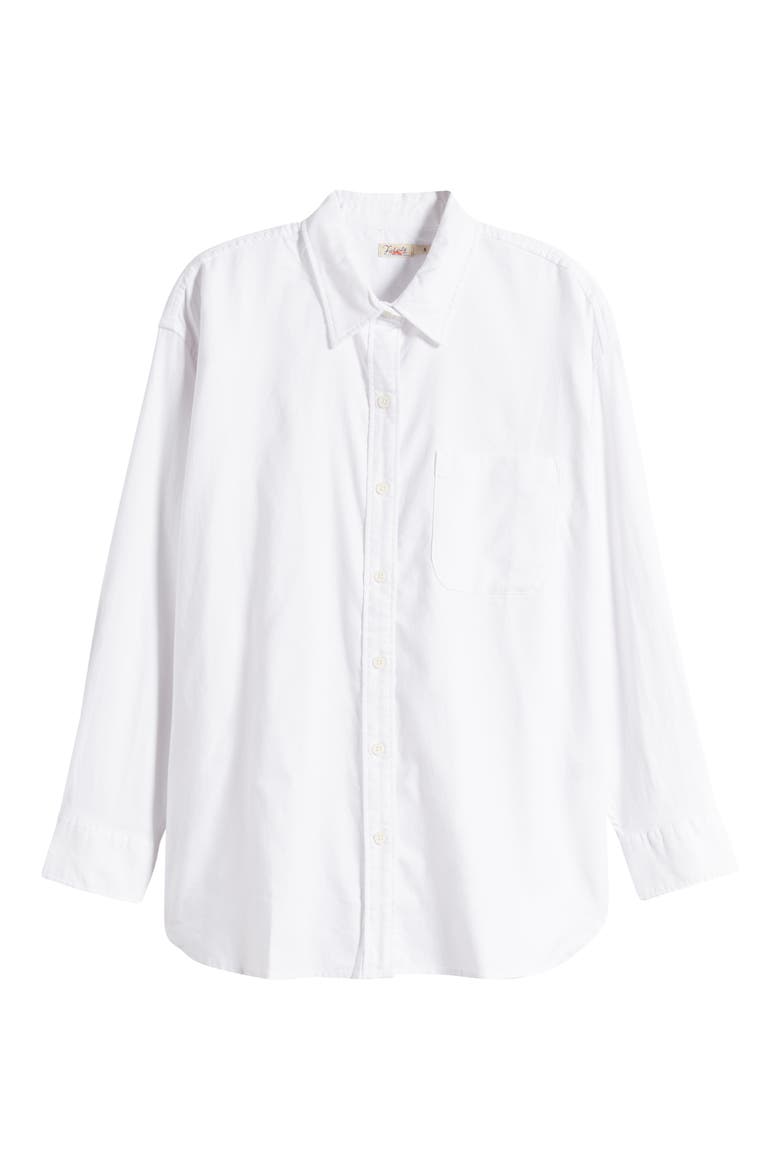 Organic Cotton Blend Oxford Button-Up Shirt, Alternate, color, WHITE