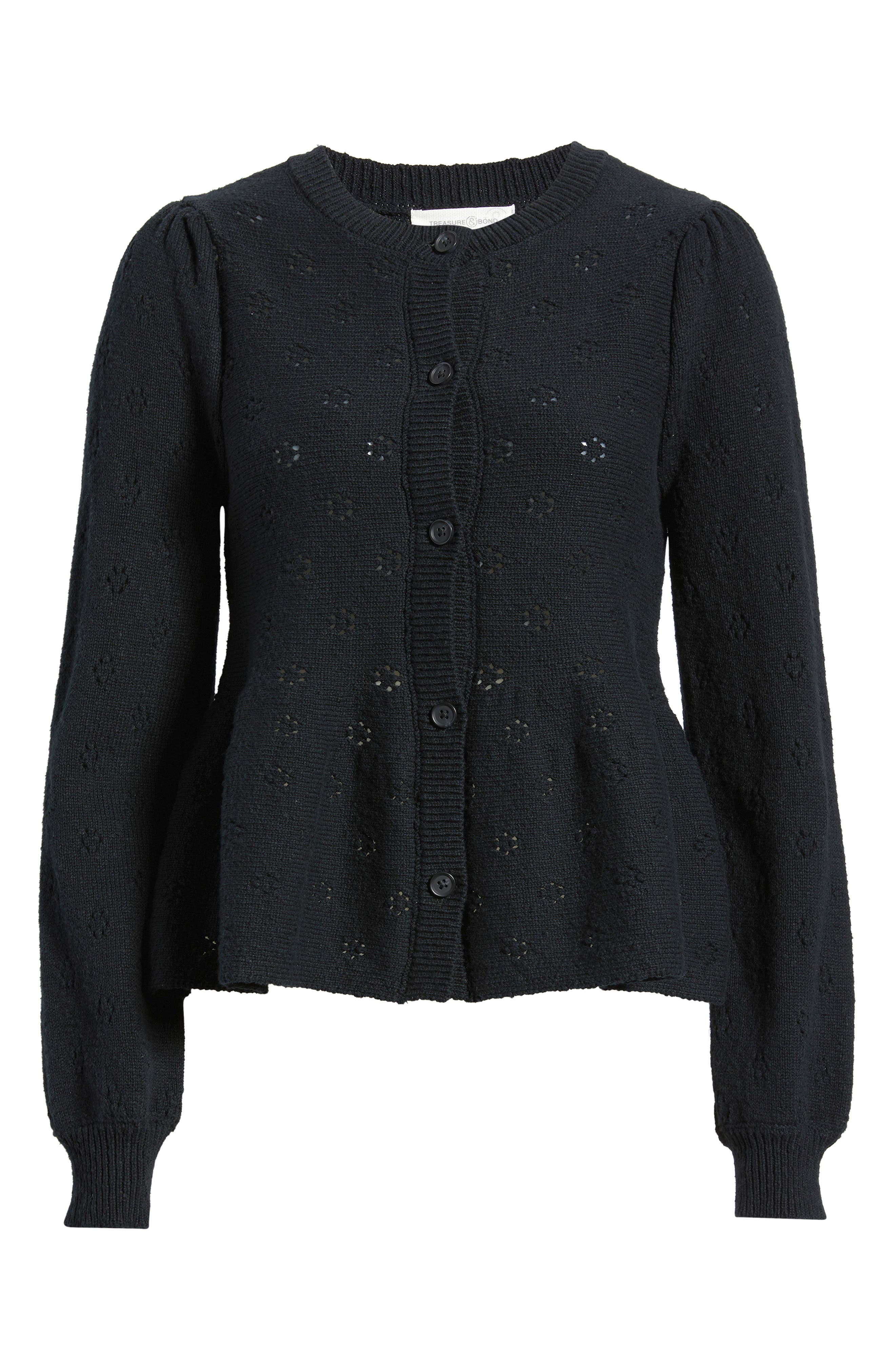 Pointelle Peplum Cardigan (Women) | Nordstrom