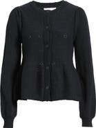 Treasure & Bond Pointelle Peplum Cardigan