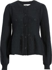 Treasure & Bond Pointelle Peplum Cardigan