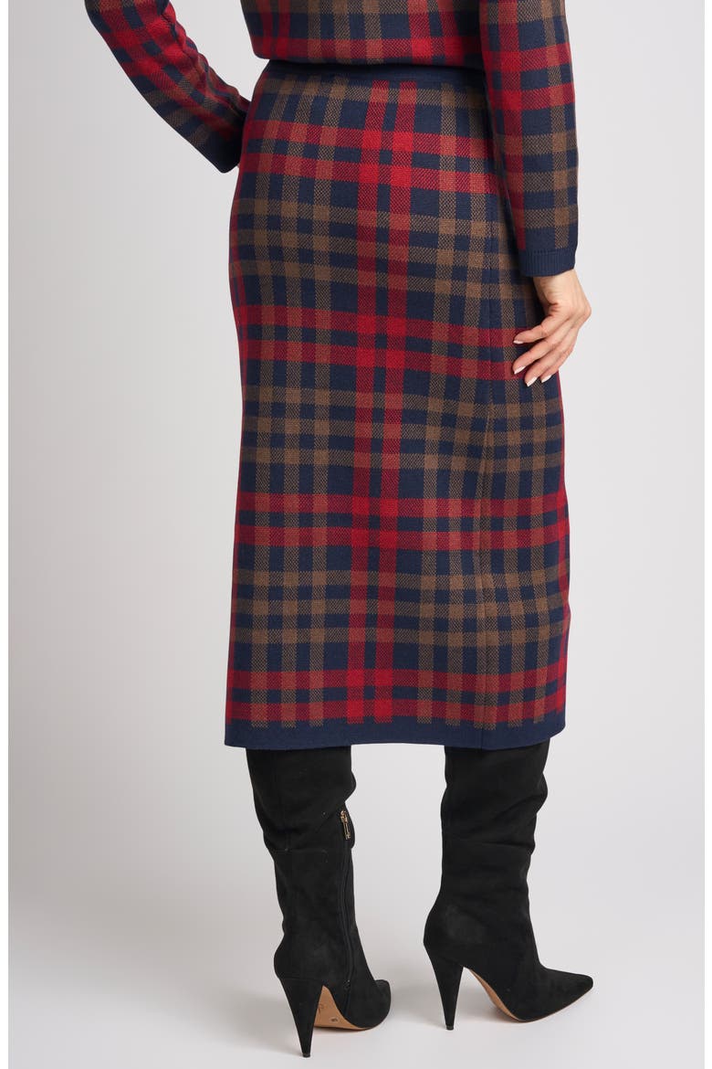 Addison Plaid Jacquard Midi Skirt, Alternate, color, INDIGO NIGHT