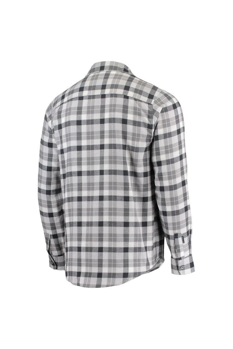 Men's Antigua Charcoal/Gray Cleveland Browns Ease Flannel Long Sleeve Button-Up Shirt, Alternate, color, Charcoal