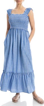 MAX STUDIO Wide Strap Smocked Maxi Dress