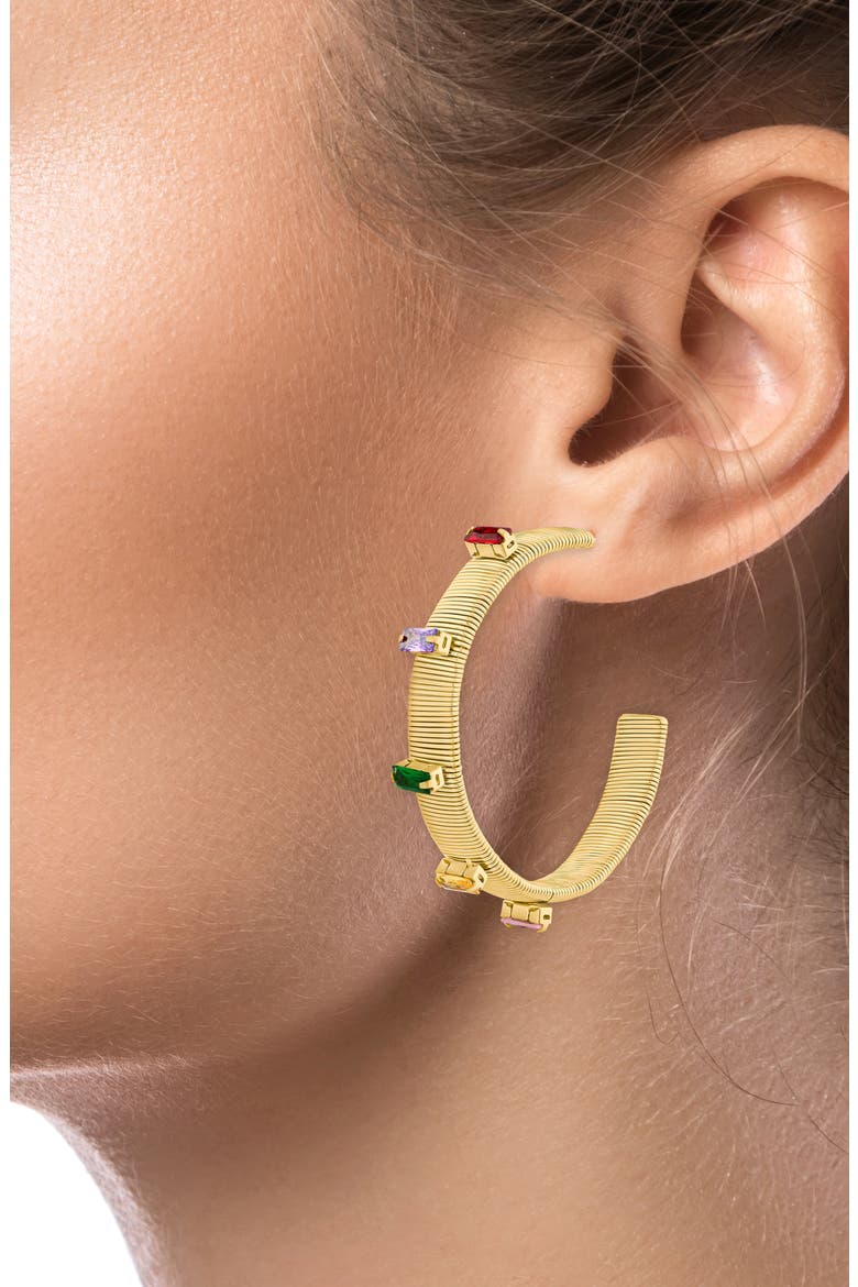 Cobra Glam Hoop Earrings, Alternate, color, MULTI/ GOLD
