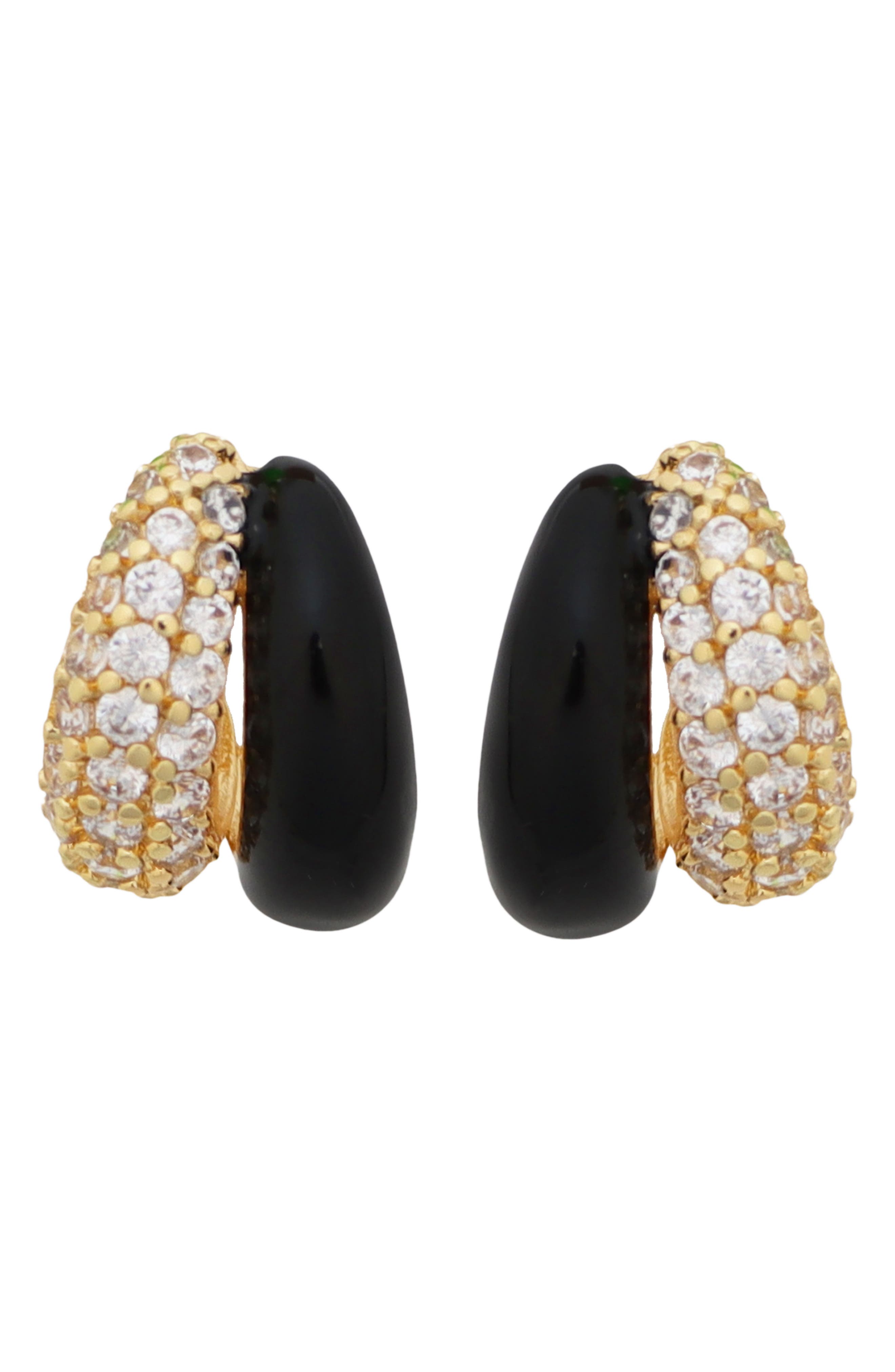 Panacea Pavé Cubic Zirconia & Enamel Double Huggie Hoop Earrings