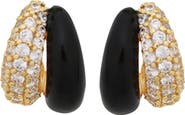 Panacea Pavé Cubic Zirconia & Enamel Double Huggie Hoop Earrings