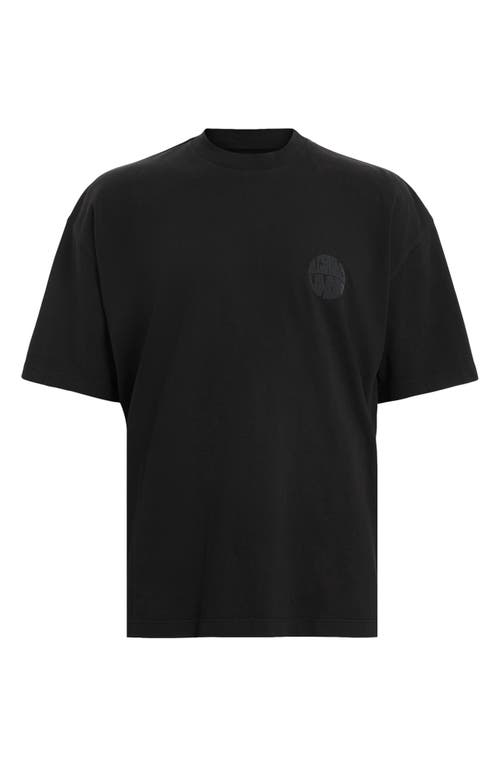 Allsaints Oversized Waved Logo Tee In Black