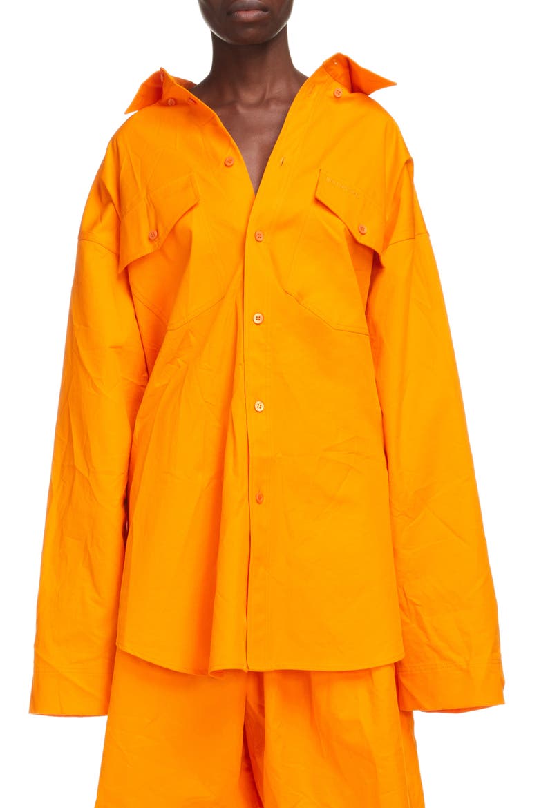 Oversize Cotton Twill Shirt, Main, color, ORANGE