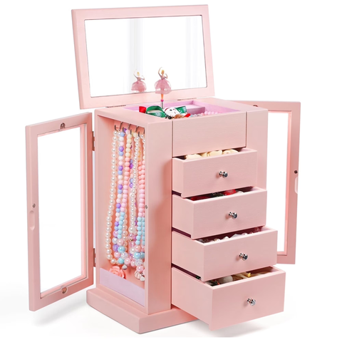 Kids Ballet Dancer Musical Wooden Jewelry Box