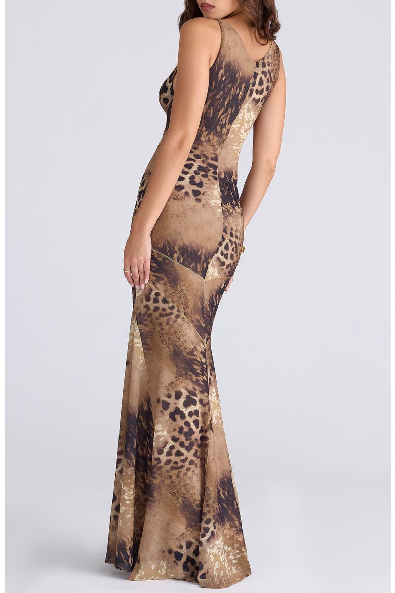 Sacha Print Georgette Gown, Alternate, color, LEOPARD