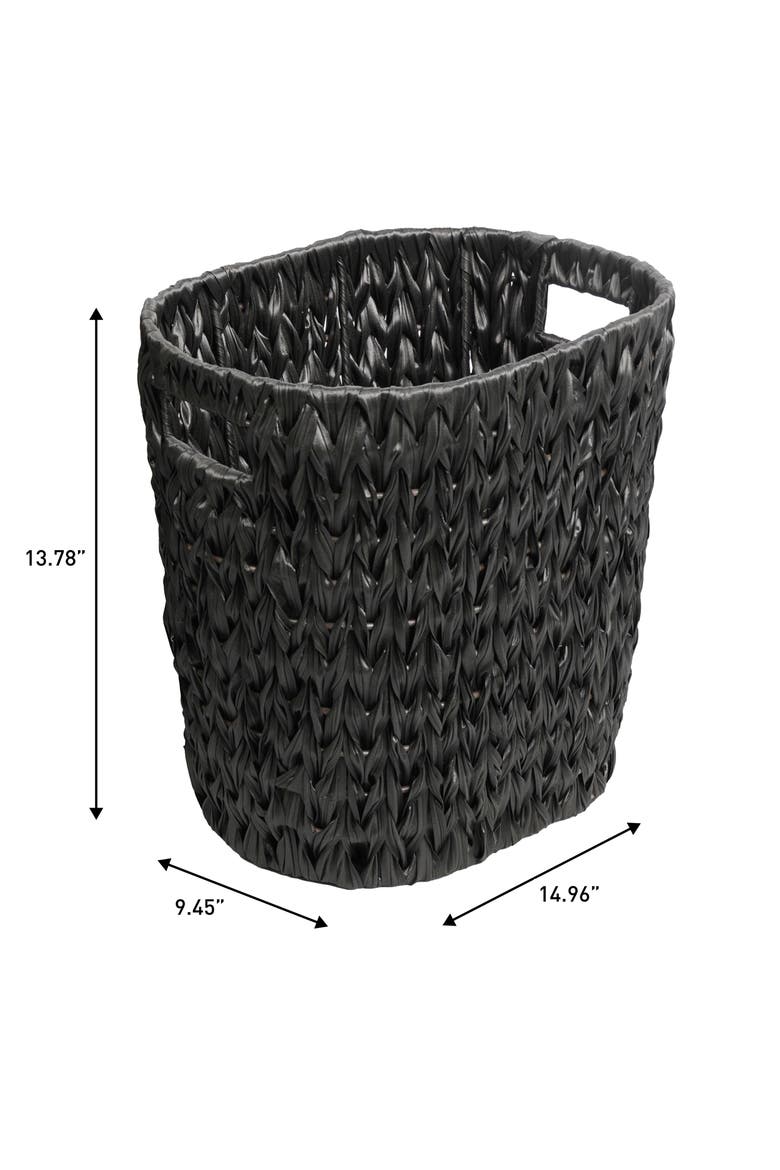 Resin 4.5-Gallon Tapered Oval Wicker Watebasket with Handles, Alternate, color, Black