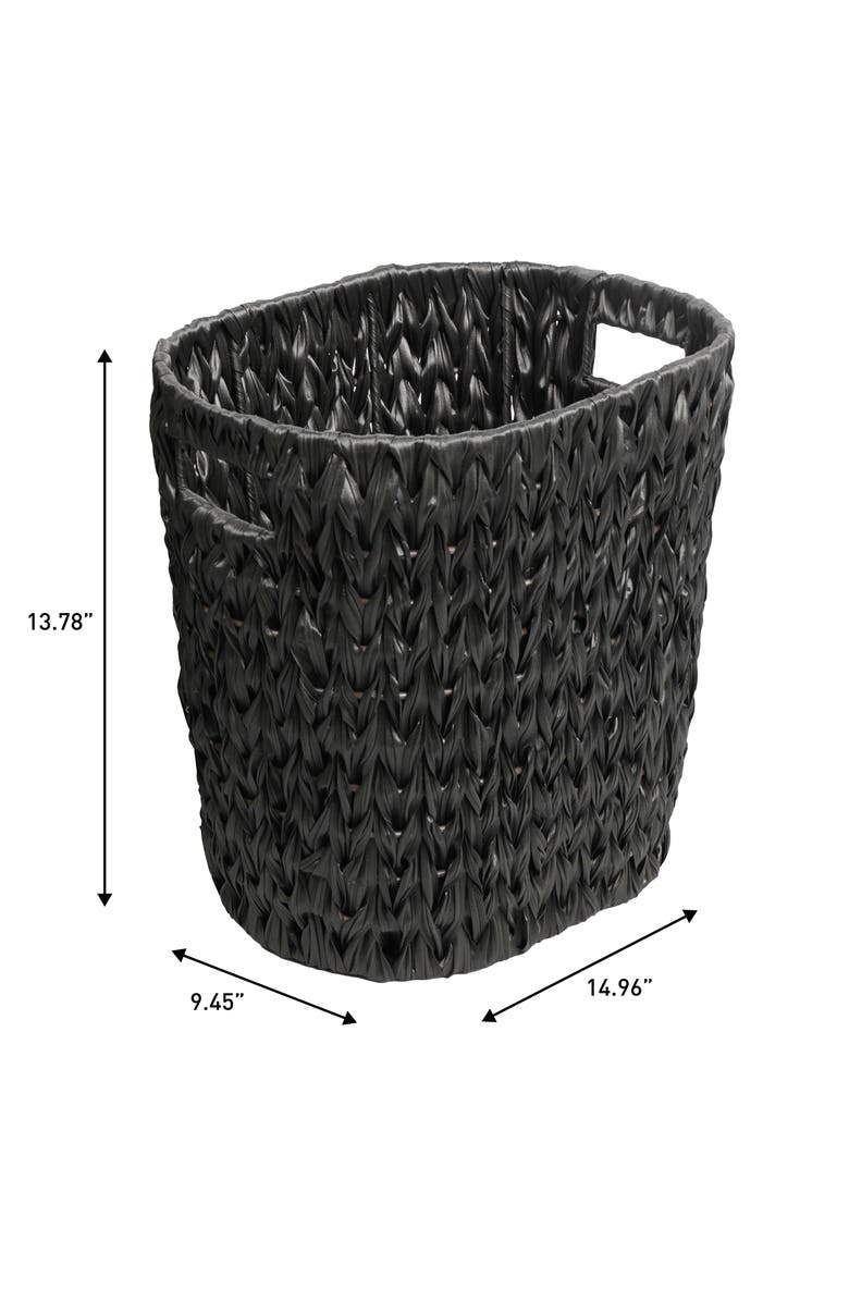 HAPPIMESS Maple Resin 4.5-Gallon Tapered Oval Wicker Watebasket with Handles, Alternate, color, Black
