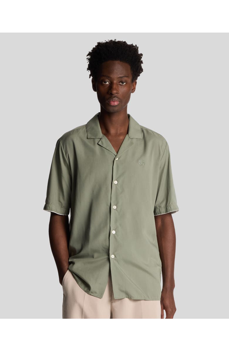 Lyle & Scott Contrast Cuff Shirt, Main, color, Clay Green/ White