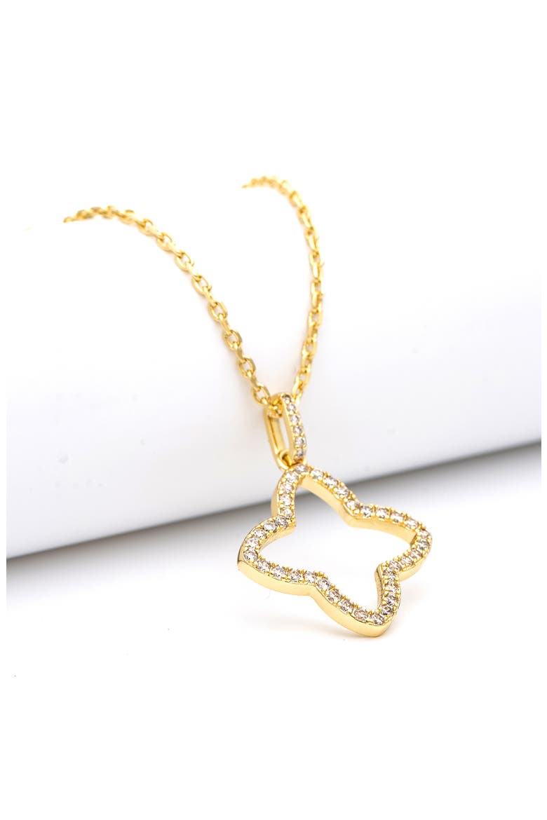 Pavé CZ Flower Pendant Necklace, Alternate, color, GOLD