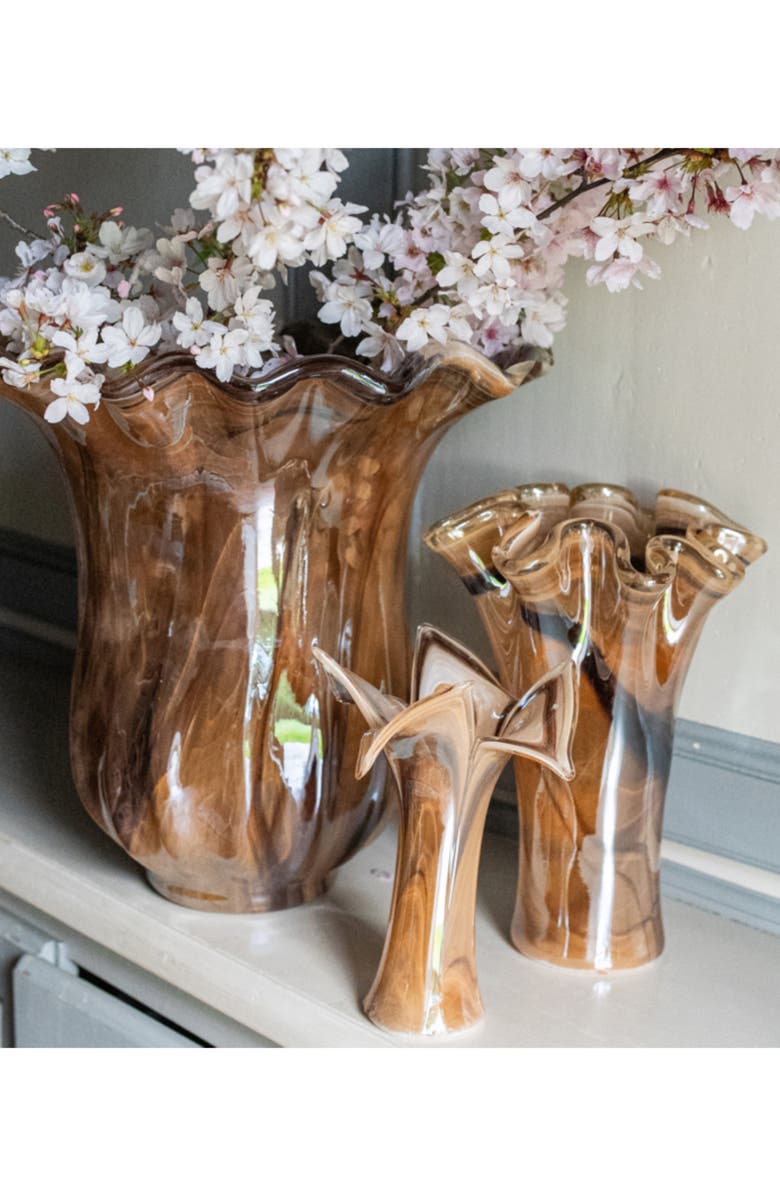 VIETRI Onda Large Glass Tulip Vase, Alternate, color, Brown