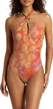 Lauren Ralph Lauren Ring High Neck One-Piece Swimsuit