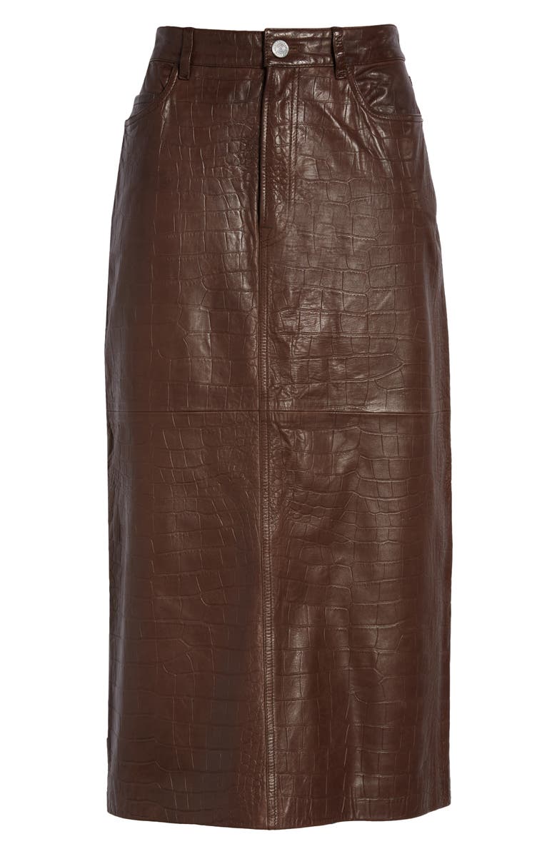 FRAME Croc Embossed Leather Skirt, Alternate, color, 