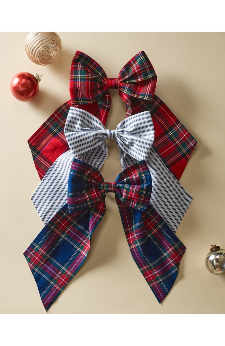 Petite Plume Windsor Tartan Cotton Wreath Bow, Alternate, color, Navy