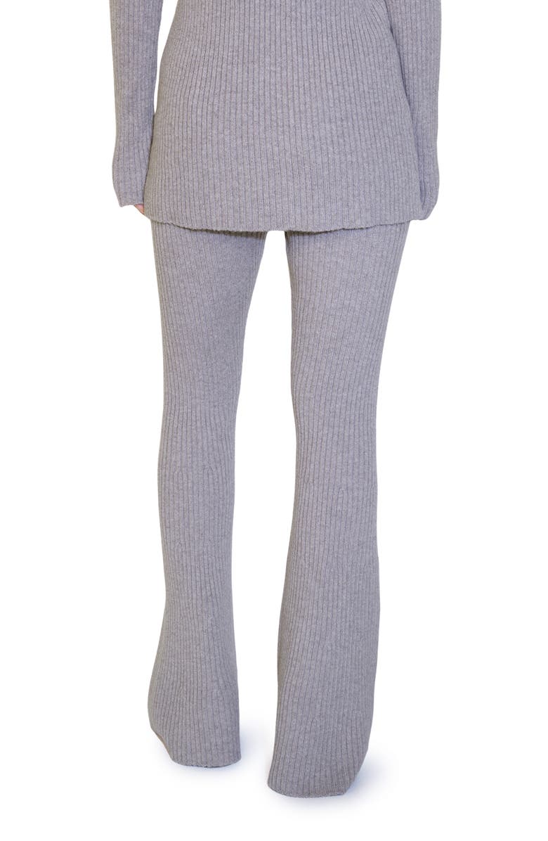 MANGO Rib Flare Leg Pants, Alternate, color, Light/ Pastel Grey