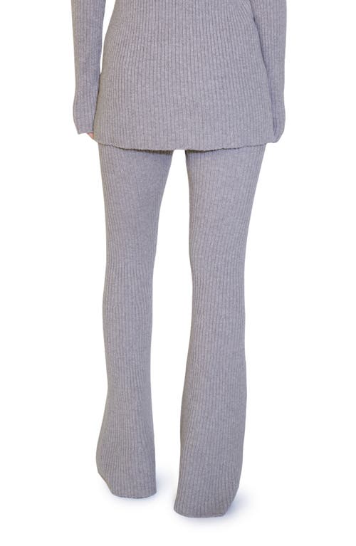 Mango Rib Flare Leg Pants In Light/pastel Grey