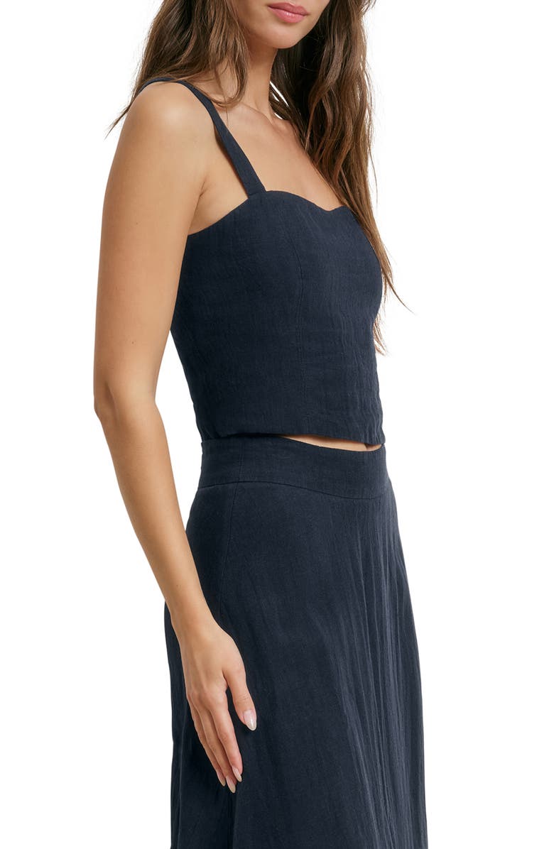 Favorite Daughter There For You Linen Crop Top, Alternate, color, Navy