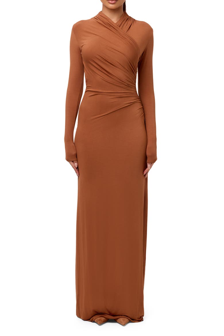 Overlap Neck Long Sleeve Maxi Dress video