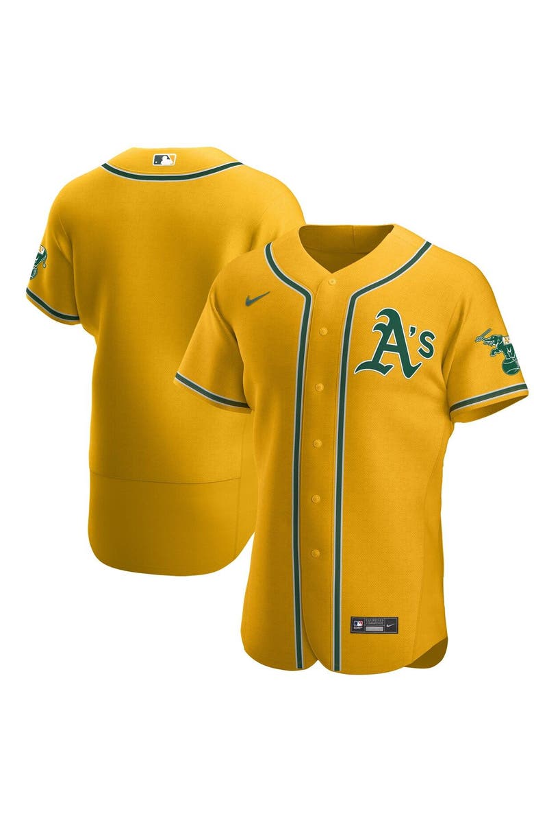 Nike Men's Nike Gold Oakland Athletics Authentic Official Team Jersey, Main, color, 