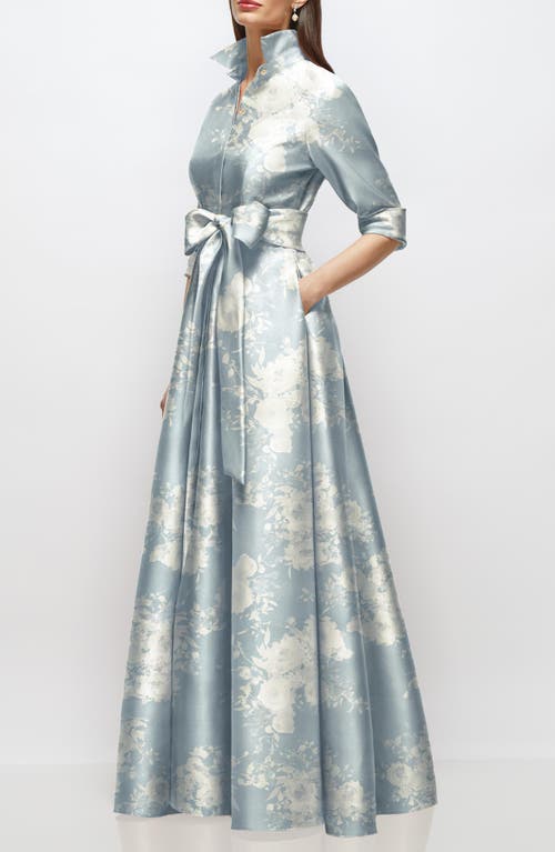 After Six Floral Satin Twill Ballgown In Multi