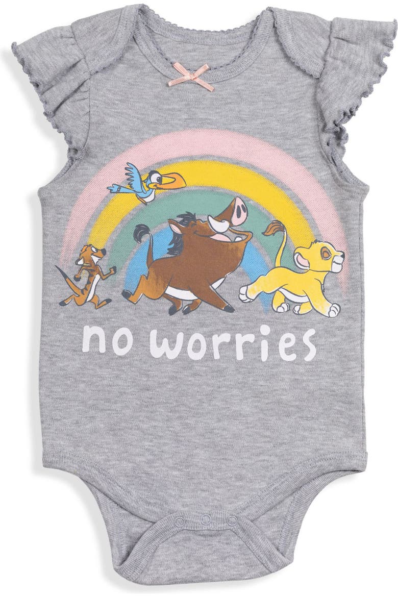 Lion King Girls' 5-Pack Short Sleeve Bodysuits, Alternate, color, Green Pink Grey White