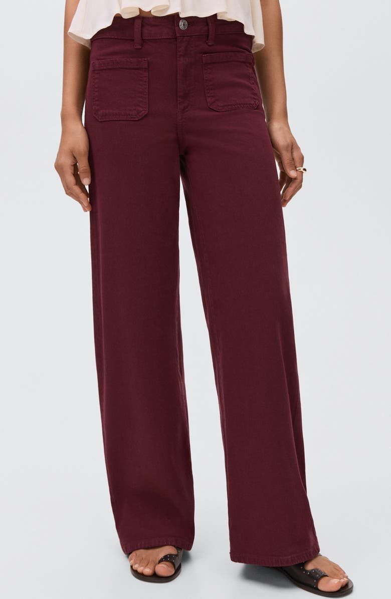 MANGO TEEN Patch Pocket Mid Rise Culotte Wide Leg Jeans, Main, color, Burgundy