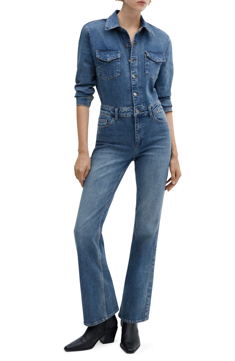 MANGO Denim Jumpsuit, Main, color, 