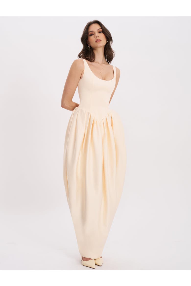 Udana Drop Waist Tulip Gown, Alternate, color, Butter Yellow