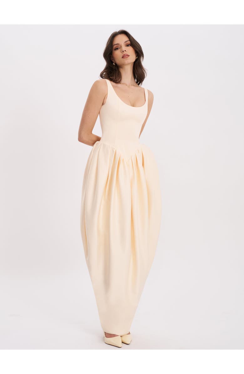 Miss Circle Udana Drop Waist Tulip Gown, Alternate, color, Butter Yellow