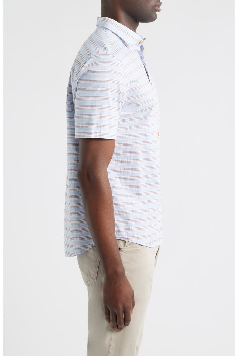 Leander Stripe Short Sleeve Button-Up Shirt, Alternate, color, GULF BLUE