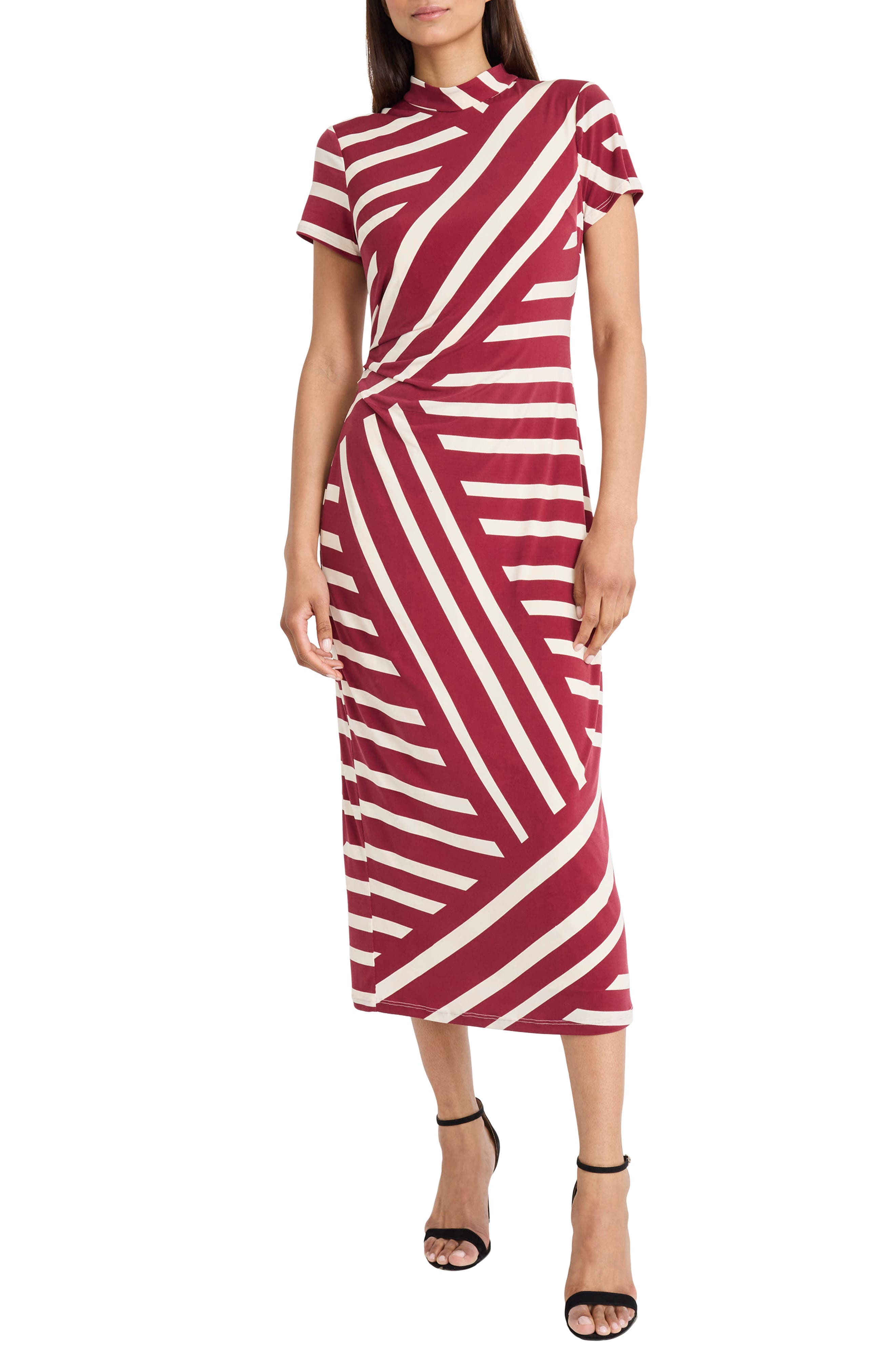 DONNA MORGAN FOR MAGGY Mock Neck Midi Dress