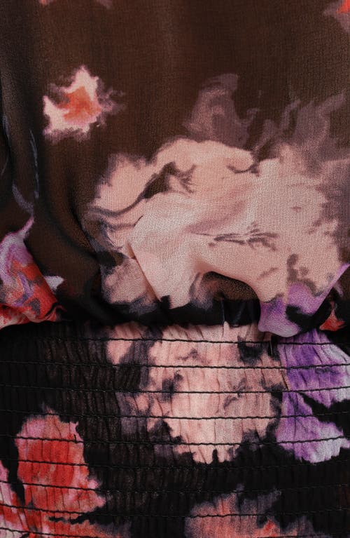 Petal And Pup Petal & Pup Cody Floral Print Smocked Top In Black