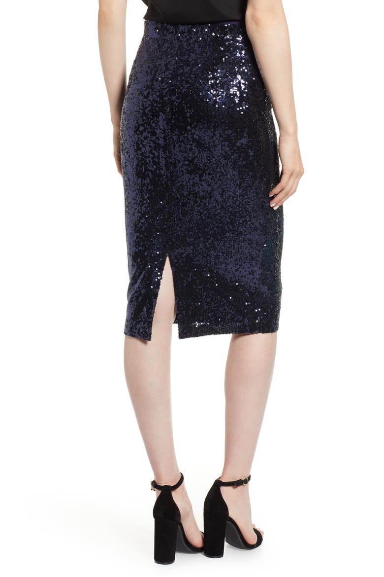 Sequin Pencil Skirt, Alternate, color, NAVY MINI SEQUINS