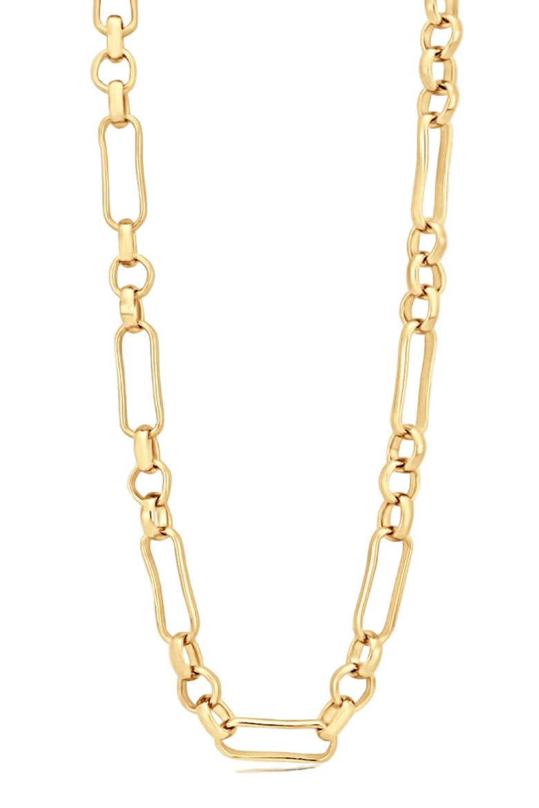 Paper Clip & Circle Necklace, Main, color, GOLD