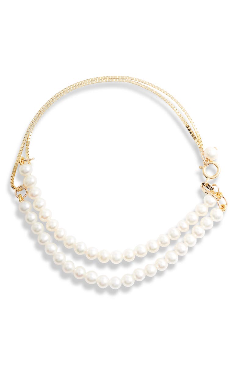 Poppy Finch Double Box Chain Pearl Bracelet, Main, color,
