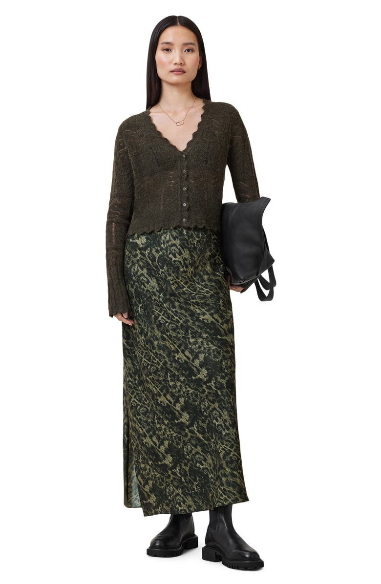 AllSaints Bryony Maxi Skirt, Alternate, color, Evia Khaki Green