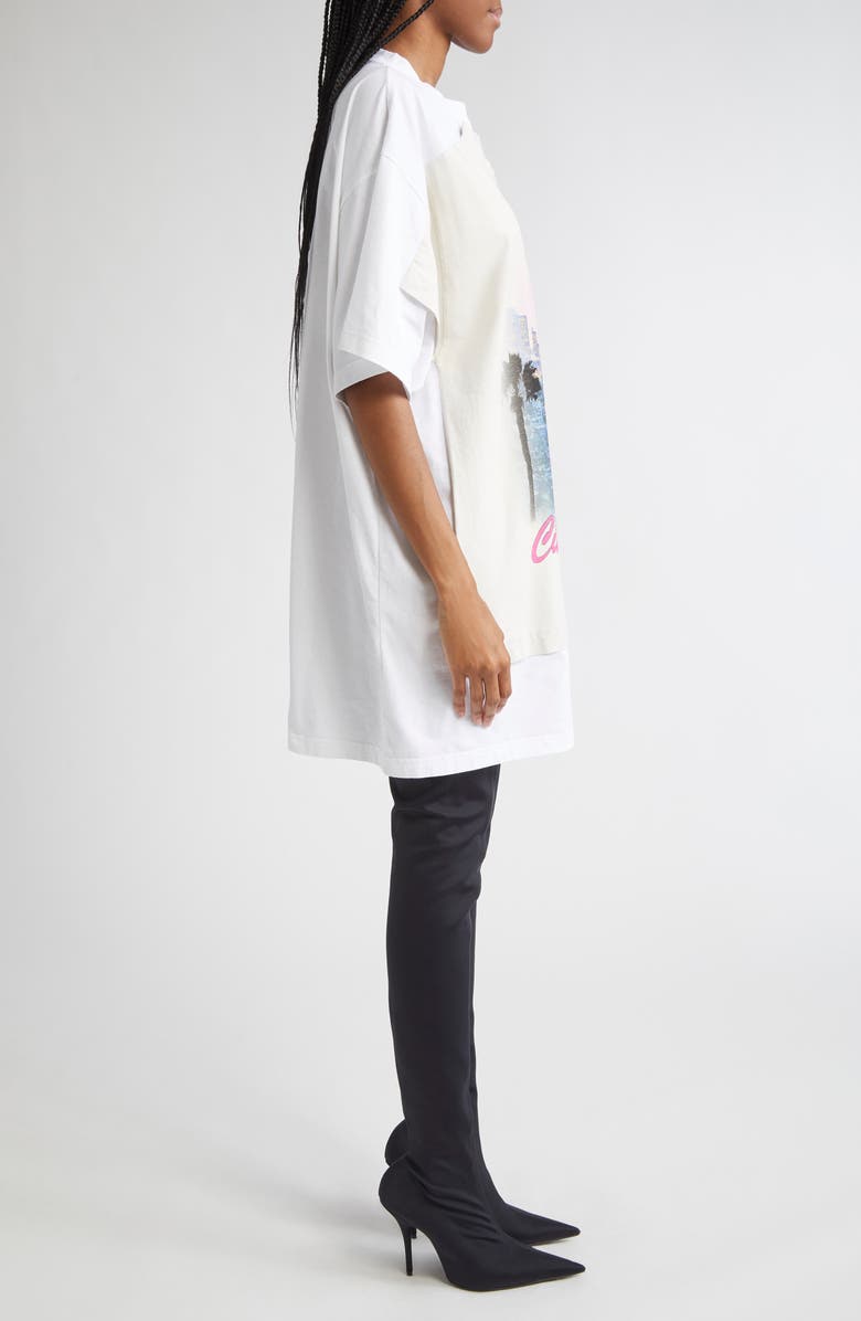 Balenciaga Patched City of Angels Graphic T-Shirt Dress, Alternate, color, 9060 Dirty White/ White