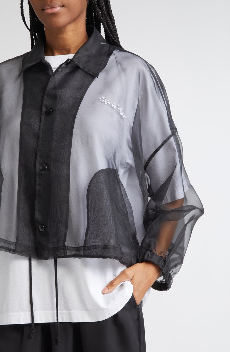Undercover Logo Embroidered Organdy Coach's Jacket, Alternate, color, Black