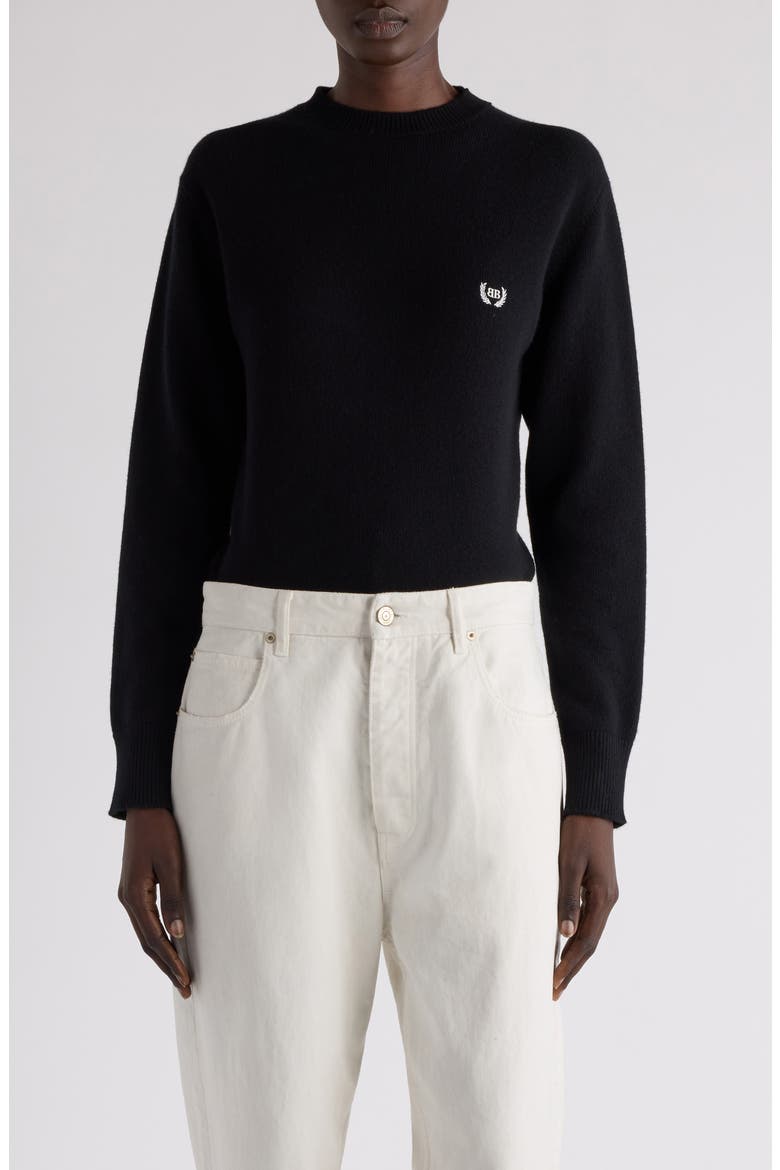 Logo Embroidered Wool Sweater, Main, color, 1000 BLACK