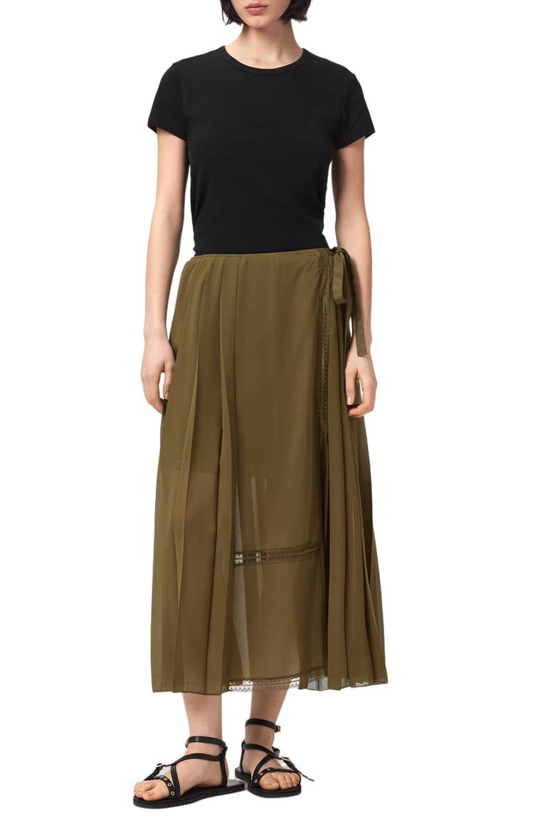 Clover Wrap Skirt, Alternate, color, KHAKI GREEN